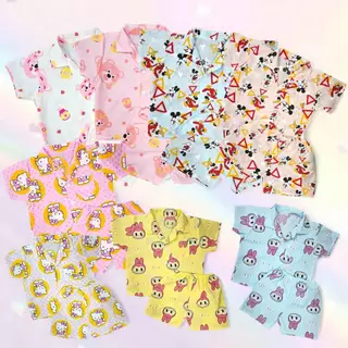 ชุดนอนเด็ก เสื้อคอปกแขนสั้น+กางเกงขาสั้น ผ้าทีซี ไซส์ S ลายการ์ตูนน่ารัก สำหรับเด็ก 1-3 ขวบ SLE0002