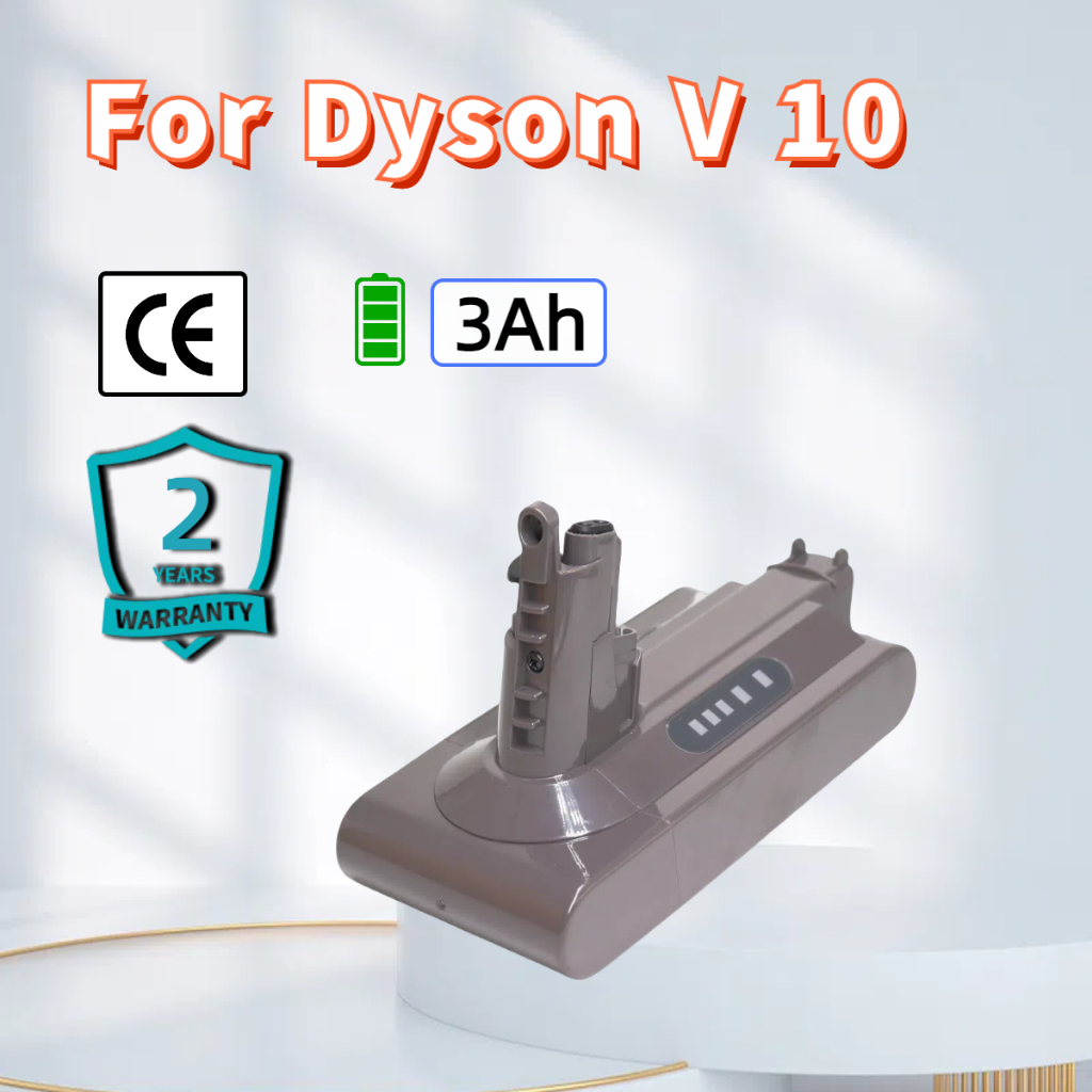 รับประกัน 2 ปี - แบตเตอรี่ V6 V7 V8 V10 25.2V 3000mAh สำหรับเครื่องดูดฝุ่น Dyson V10