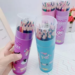 สีไม้ ดินสอสี 24 สี พร้อมกบเหลา ลายการ์ตูน Sanrio
