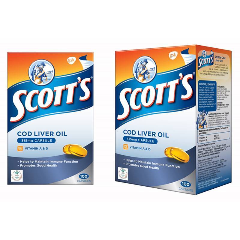 SCOTT'S COD LIVER OIL 100 CAPS. น้ำมันตับปลา