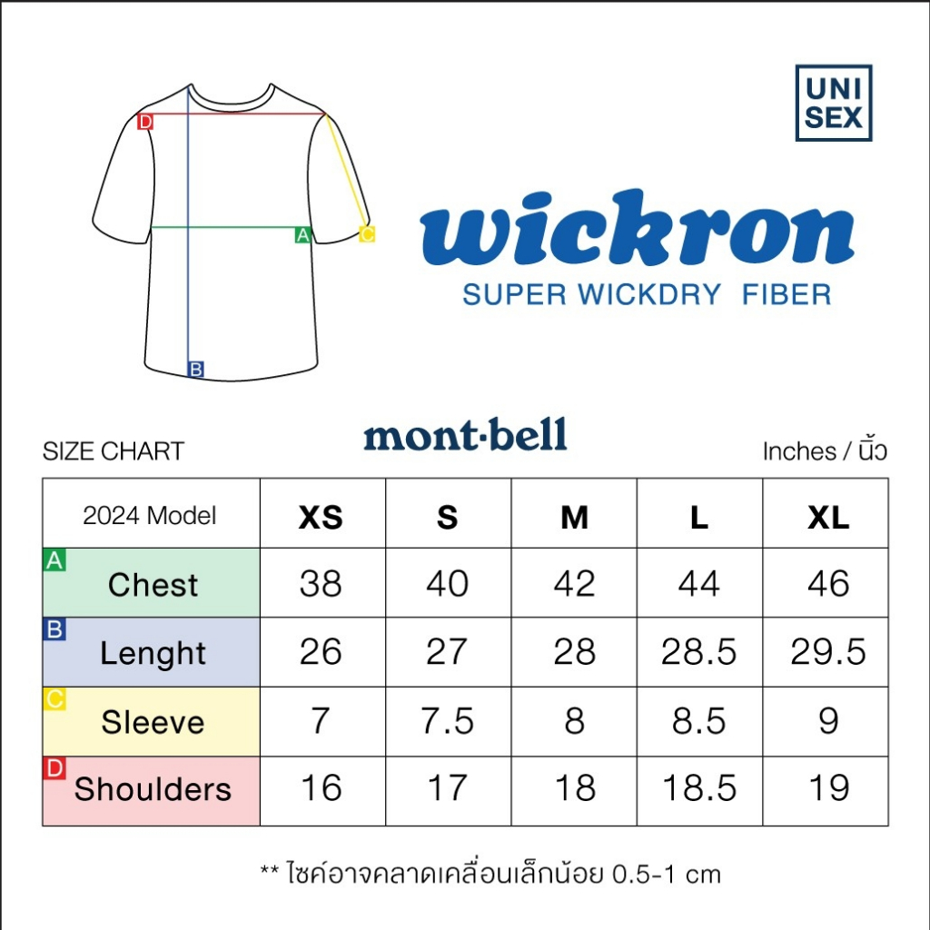 Montbell เสื้อแขนยาว กัน UV รุ่น 1114693 Wickron Raglan Long Sleeve T Men's