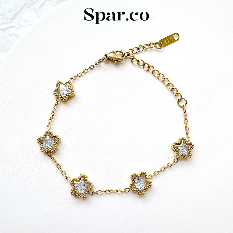 Spar.co สร้อยข้อมือดาวห้าแฉกซูร์โคน - สร้อยข้อมือไทเทเนียมเคลือบทองกันสนิม SP-AAD1107