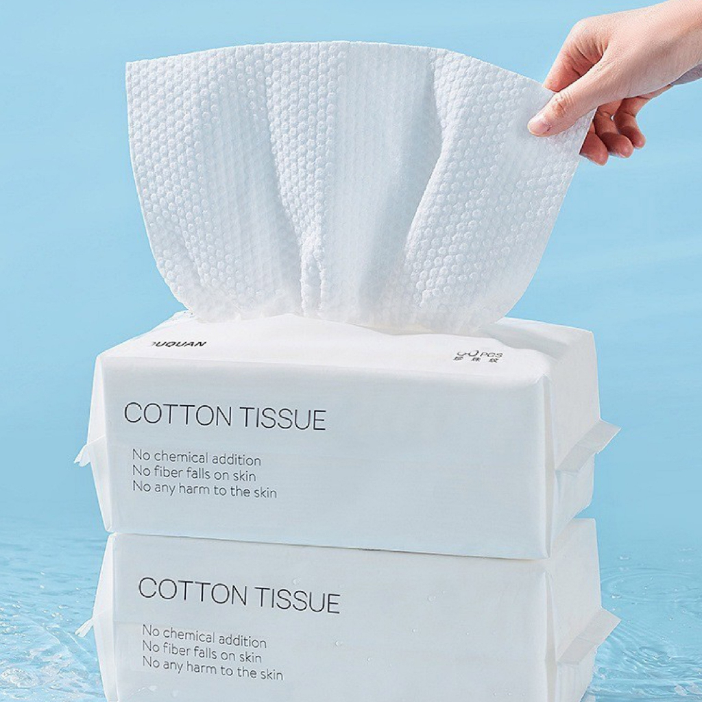 【RABITO คุณภาพดี】ผ้าเช็ดหน้าใช้แล้วทิ้ง 100ชิ้น ทิชชู่เช็ดหน้า ผ้าเช็ดหน้า เช็ดเครื่องสำอางค์ ผ้าฝ้ายหนา H49