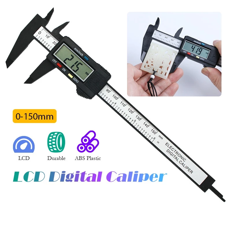 เวอร์เนียคาลิปเปอร์ดิจิตอล Vernier Digitl เวอร์เนียร์ ดิจิตอล สแตนเลส + ตัวพลาสติก พร้อมถ่านเวอร์เนียร์