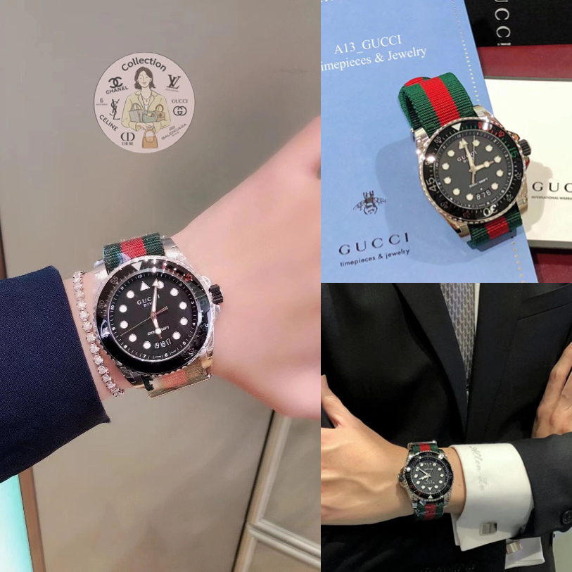 💯ของแท้⌚กุชชี่ GUCCI นาฬิกา GUCCI DIVE WATCH, 45 มม. นาฬิกาดำน้ำ YA136209A