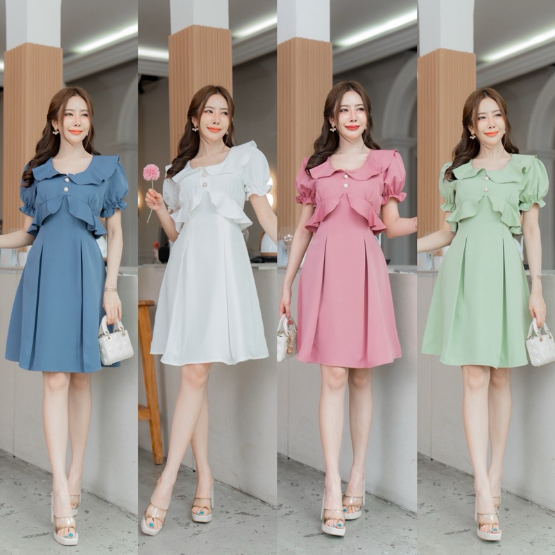Ella dress เดรสปกบังฃวกระโปรงจีบ