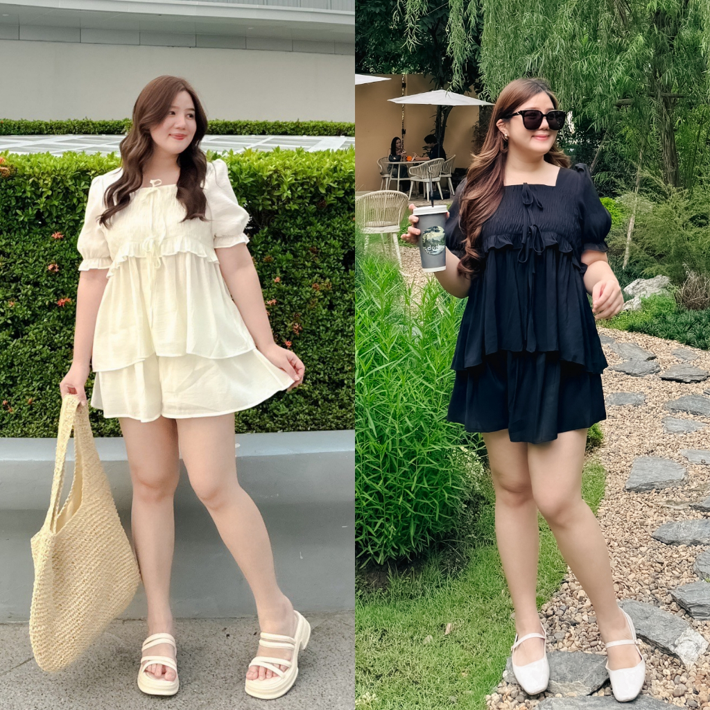 ( อกถึง 44”) Fairy Ruffle White เดรสสาวอวบ ชุดสาวอวบ