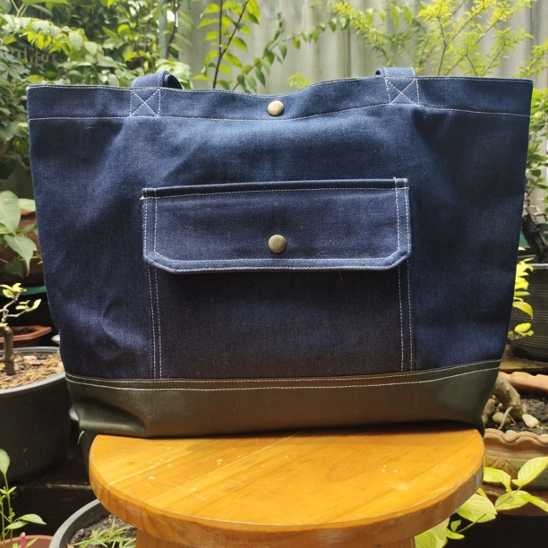 กระเป๋าสะพายไหล่ยีนส์ - denim tote bag แข็งแรงทนทาน