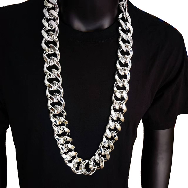 เงินฮิปฮอป Hip-hop สร้อยคอเงินคนโคตรรวย Silver thug life แฟชั่น props เครื่องประดับ คอโซ่เงิน พร้อมส่ง fake necklace พร็ - รูปที่ 3