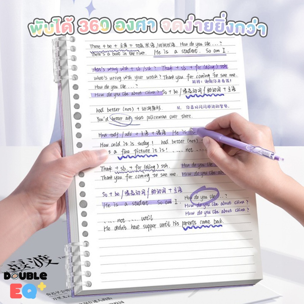 DIY สมุดจด 60 แผ่น เพิ่มใส้ได้ กระดาษหนา เขียนไม่ซึม กันน้ำ พับได้ 360 องศา DIY Fancy notebook