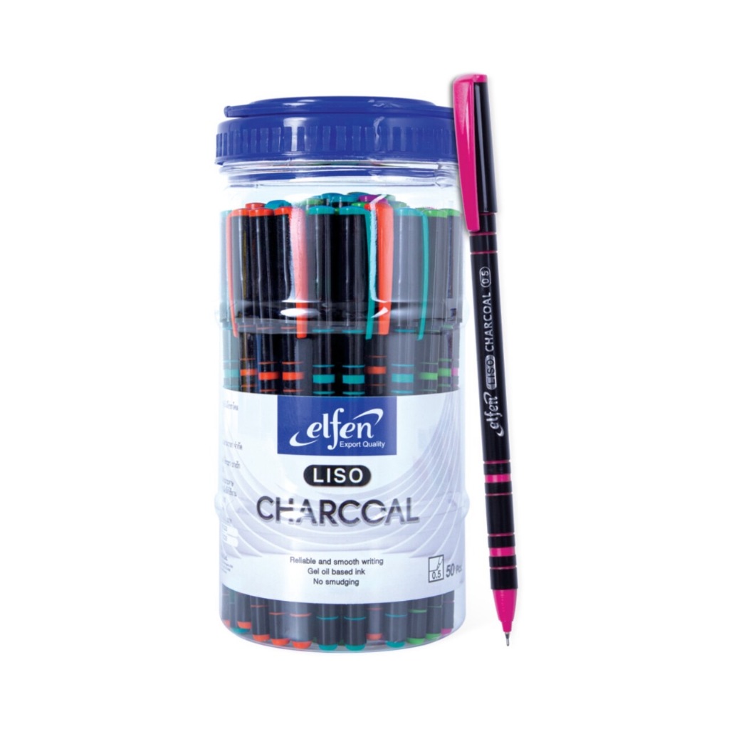 ปากกา elfen Liso Charcoal หมึกสีน้ำเงิน 0.5 มม. ( 1*50 ด้าม )