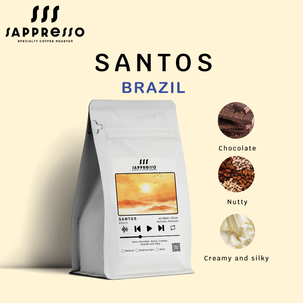 เมล็ดกาแฟคั่ว Brazil Santos