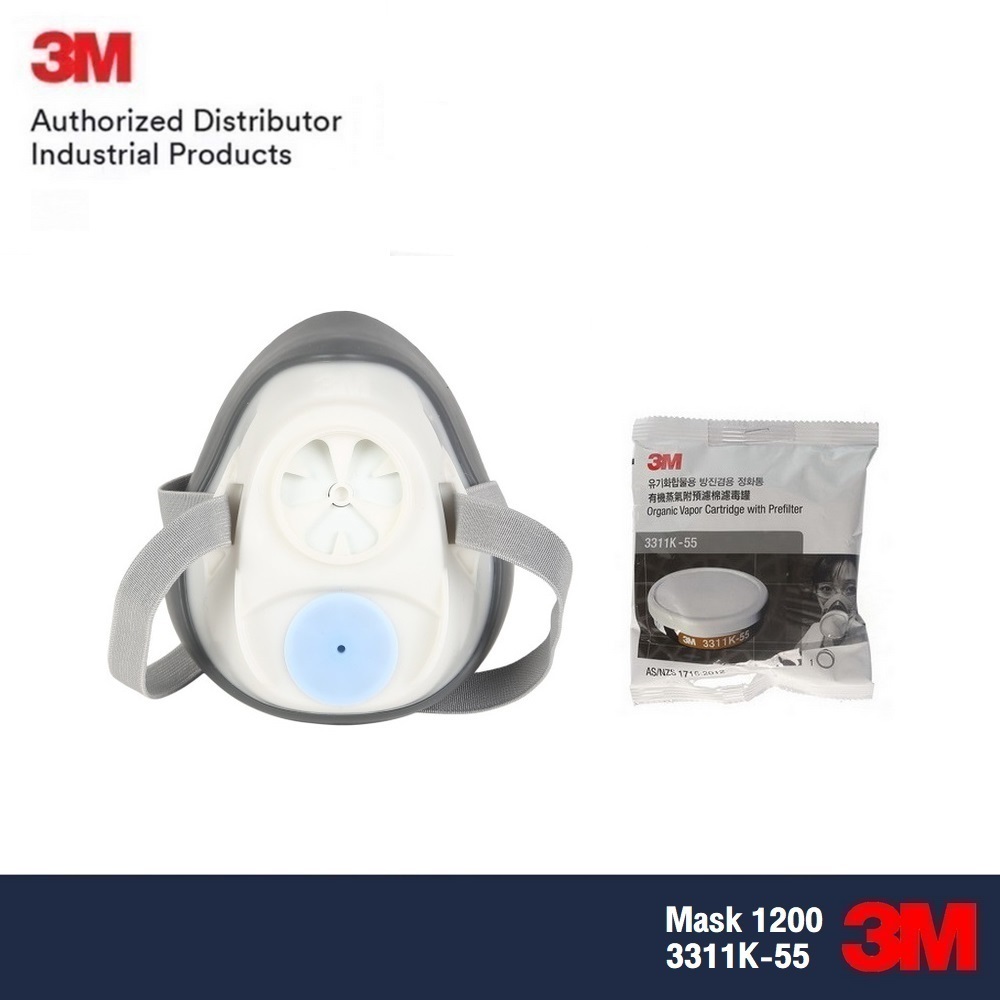 3M 1200 หน้ากากไส้กรองเดี่ยวสำหรับพ่น พร้อมตลับกรอง 3311K-55