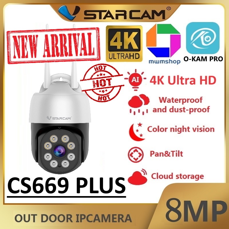 Vstarcam CS669 PLUS (ใหม่ 2024) ความละเอียด 8 MP กล้องวงจรปิดไร้สาย Outdoor 4K UHD Color Night Visio