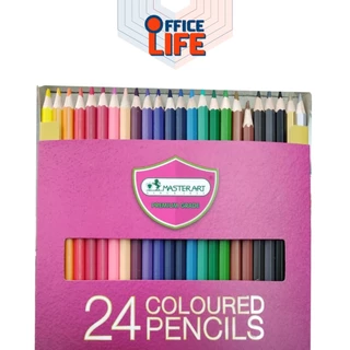 [รุ่นใหม่ สีสดกว่าเดิม] ดินสอสี สีไม้ มาสเตอร์อาร์ต Master art 24 สี แบบแท่งยาว 1หัว ( 1 กล่อง )