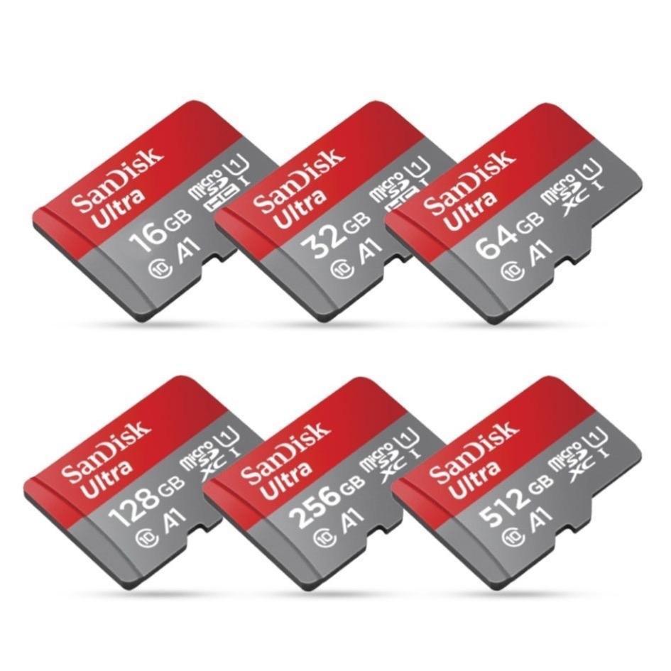 Sandisk Ultra microSD Card ความจุ 32GB 64GB 128GB 256GB Class10 A1 ความเร็ว 100MB/s การ์ดหน่วยความจำ เมมโมรี่การ์ด