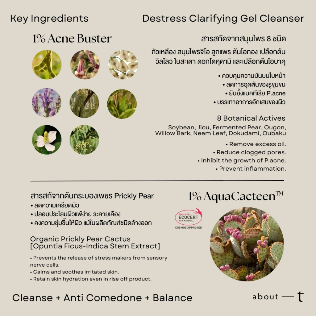 [New] About T Gel Cleanser and Sunscreen Set เจลล้างหน้า ลดอุดตัน ไม่แห้งตึง และครีมกันแดด กันแก่ สบายผิว - รูปที่ 4