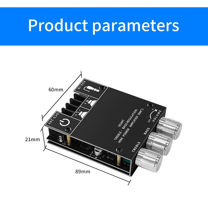 Bluetooth ZK-502MT 5.0 HIFI 50W X 2 Bluetooth 5.0 เครื่องขยายเสียงดิจิตอลสเตอริโอปรับได้ในสต็อก ประเทศไทย