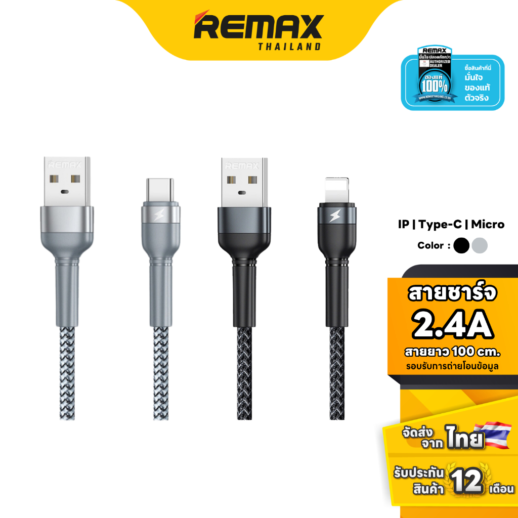 Remax Cable 1M รุ่น RC-124i / RC-124a / RC-124m - สายชาร์โทรศัพท์มือถือ