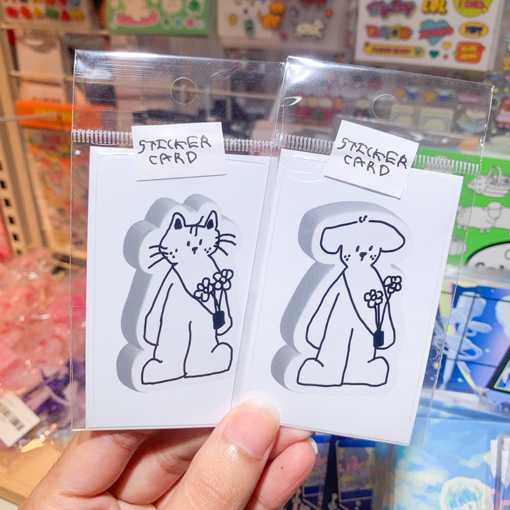 Card sticker สติกเกอร์ติดบัตรรถไฟฟ้า Chill cat and Chill dog [CUCATHER]