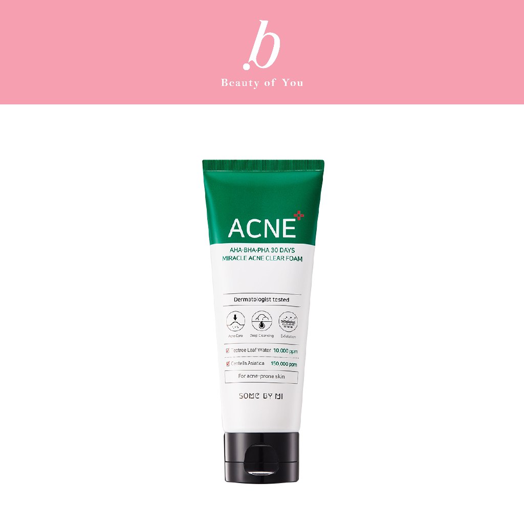 SOME BY MI AHA-BHA-PHA 30DAYS MIRACLE ACNE CLEAR FOAM 100 ml โฟมล้างหน้าลดสิว