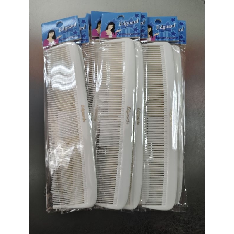 Edguard หวีตัดผม 8" ถี่ห่าง สีขาว