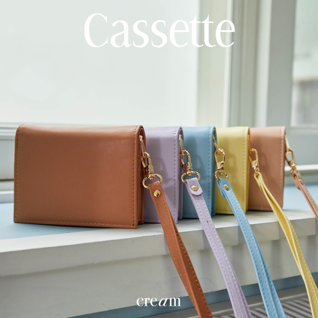 cream___th - Cassette Wallet กระเป๋าสตางค์ใบสั้นมีสายคล้องคอ