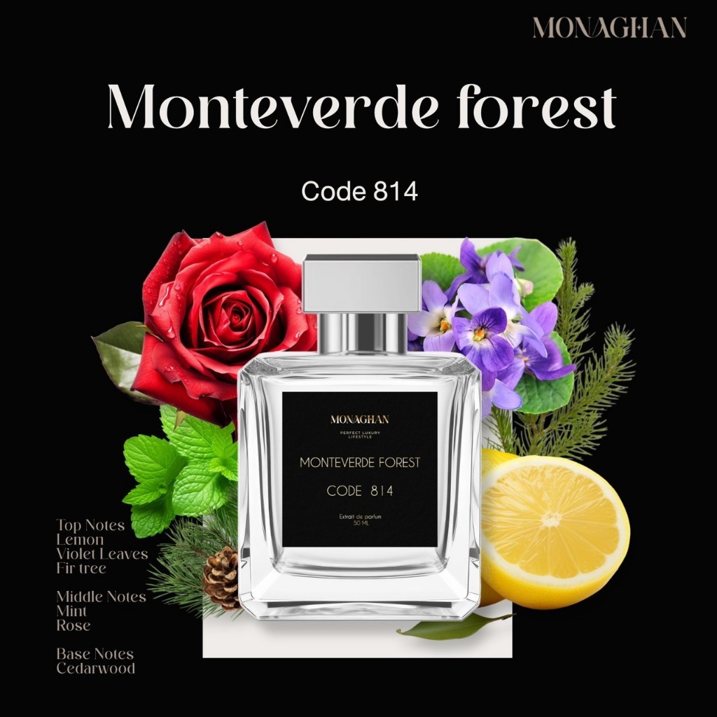 Monteverde forest Code 814 น้ำหอมผู้ชาย หล่อแบบตะคอก แมนมากๆ กลิ่นติดเขียวนิดๆ ป่าๆสดชืนๆ Monaghan Perfume โมนาฮันน้ำหอม