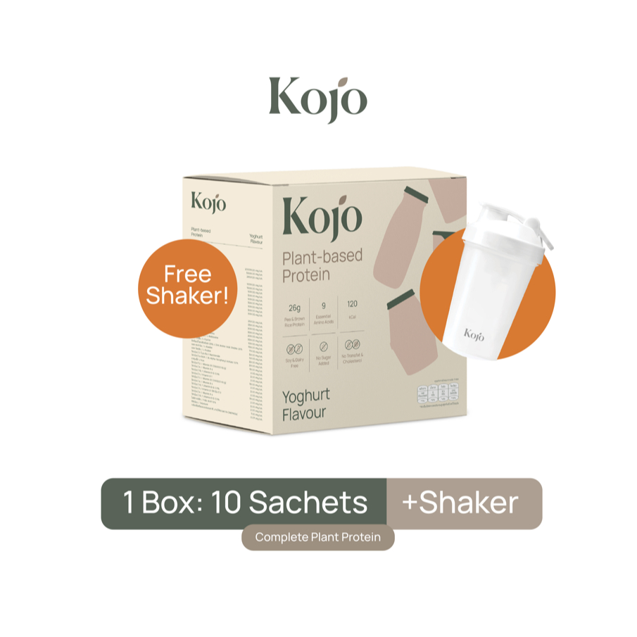 [Pre-order เฉพาะ Shaker สีขาว] Box + Shaker Set: Kojo Plant Protein Yoghurt Flavour โปรตีนจากพืช รสโยเกิร์ต 1 กล่อง