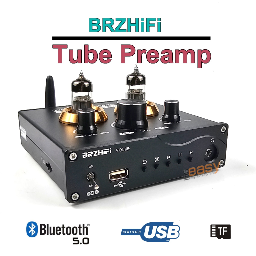 BRZHiFi VOL65U HiFi Tube PreAmp  ปรีแอมป์ หลอด เสียงดี Bluetooth 5.0 USB TF