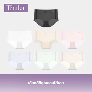 TENIKA กางเกงในผู้หญิง ส่วนที่บาง Ice Silk ไร้ขอบ เอวกลาง สบายตัว ผ้าเรียบนุ่มลื่น