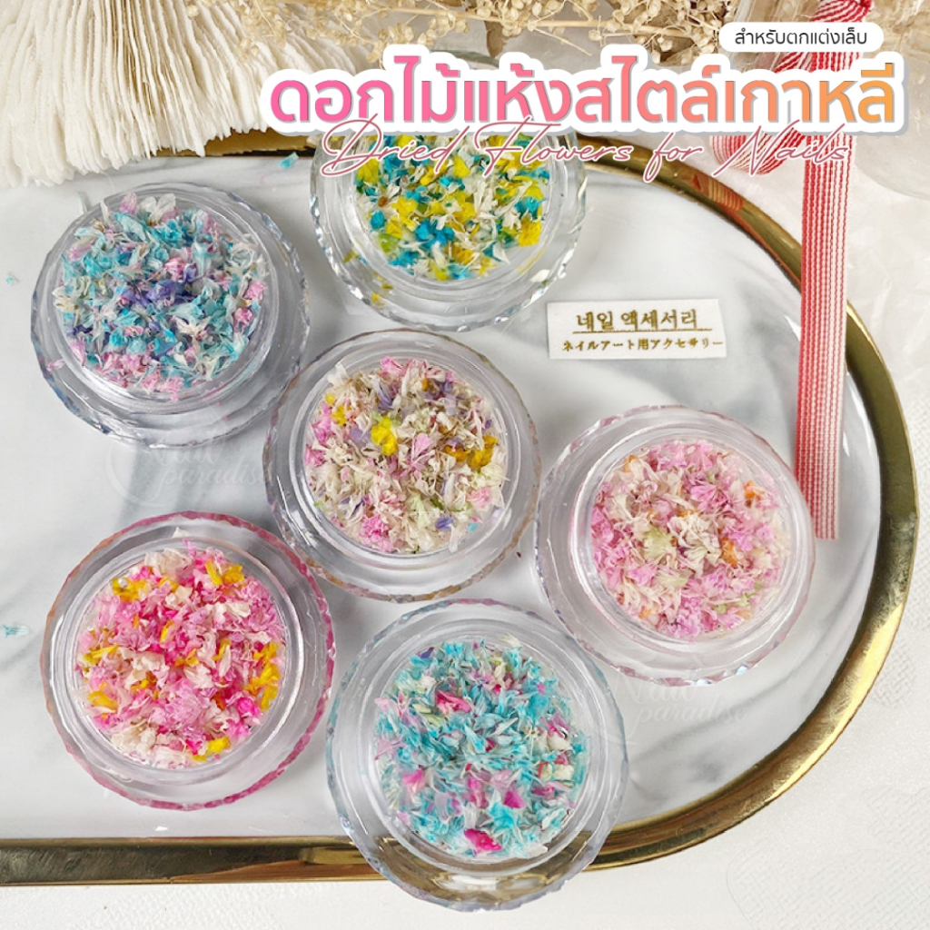 Majikku ดอกไม้แห้ง สไตล์เกาหลี แต่งเล็บ Korean Style Dried Flowers Nail DIY สำหรับตกแต่งเล็บ