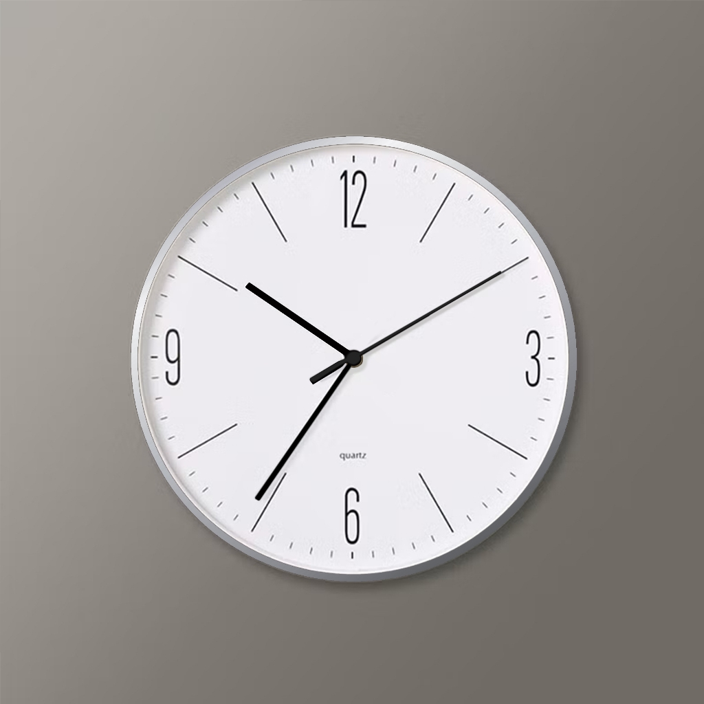 นาฬิกาแขวนผนัง สไตล์มินิมอล ทรงกลมขนาด 12 นิ้ว เข็มเดินเรียบไร้เสียง ระบบ QUARTZ มี 2 สี 2 แบบ