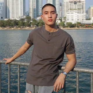 Amtar NEW!!! เสื้อยืด คอกระดุม ทรงรัดกล้าม (Henley T-shirt Fit) Clothing ผู้ชาย