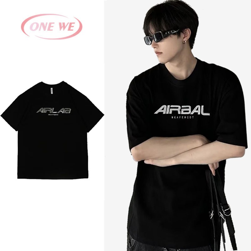 ONE-WE เสื้อยืดผู้ชาย สไตล์เกาหลี พิมพ์ลายตัวอักษร ทรงหลวม เข้ากับทุกการแต่งกาย แฟชั่นสําหรับผู้ชาย