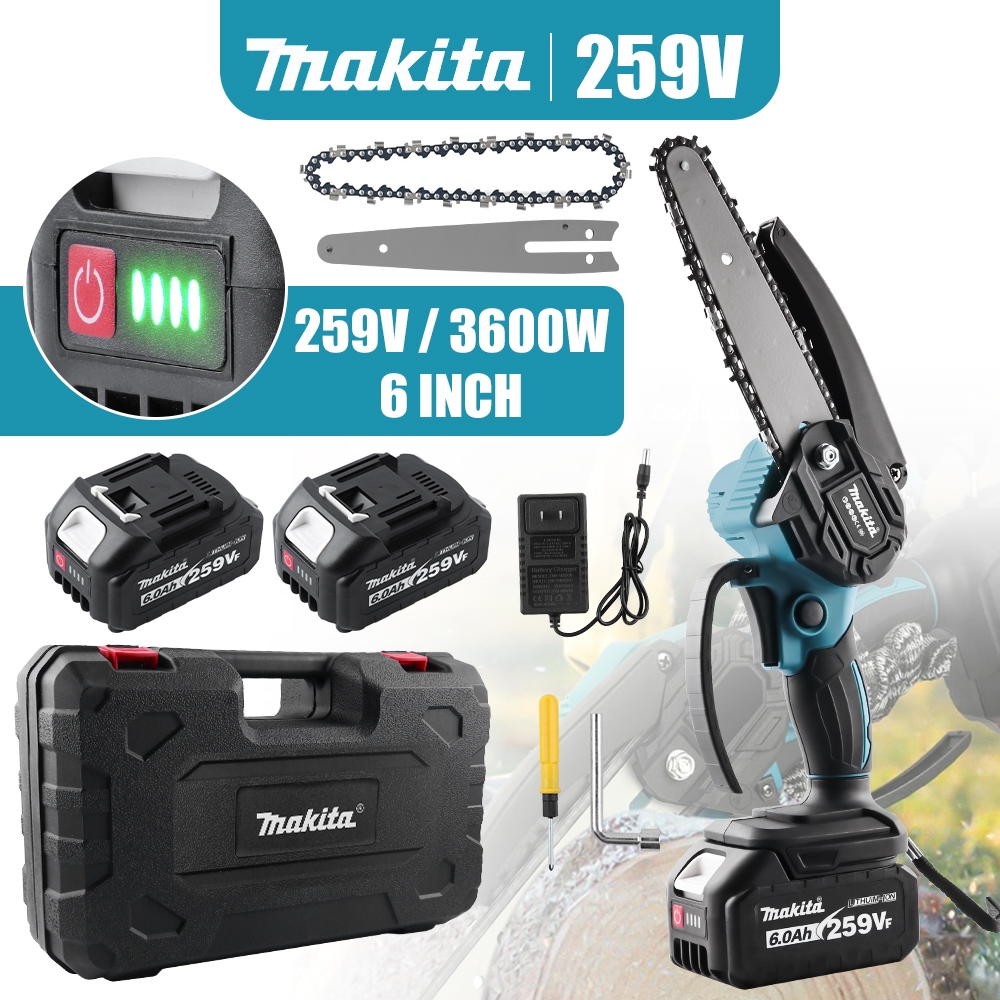 Makita 6 นิ้ว เลื่อยไฟฟ้าไร้สาย 259V เลื่อยโซ่ไร้สาย เลื่อยไฟฟ้า เลื่อยตัดกิ่งไฟฟ้า เลื่อยโซ่ เลื่อย
