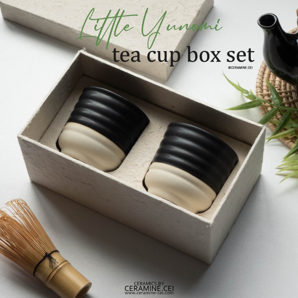 Little Yunomi Box Set ชุดถ้วยน้ำชาเซรามิค ลายลอนสไตล์ญี่ปุ่น พร้อมกล่องกระดาษสาอย่างดี งานทำมือ 100%