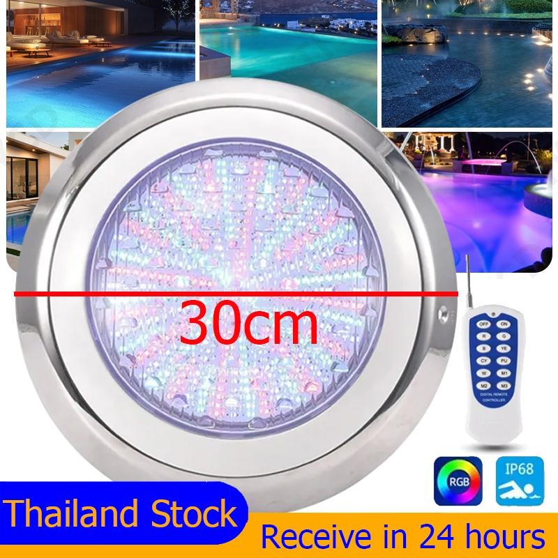 30cm LED Swimming Pool Light Underwater Light 18W 36W ไฟใต้น้ำ ไฟสระน้ำ แสงขาว วอร์มไวท์ RGB ไฟน้ำพุ 304สแตนเลส AC12V