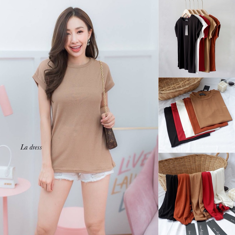 เสื้อยืดคอกลมแขนล้ำ ผ้าซีทรู เกาหลี
