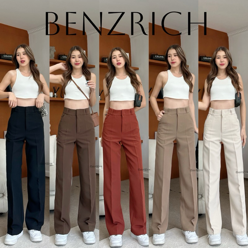 BenzRich | (S-3XL) หูใหญ่ตะขอ กระบอกกลาง กางเกงทำงานกางเกงแฟชั่น