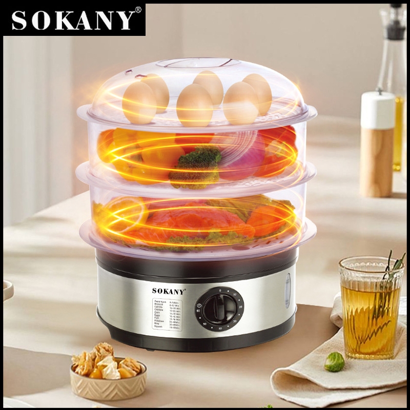 SOKANY 650W 3ชั้น หม้อนึ่งไฟฟ้า หม้อนึ่ง หม้อนึ่งไฟฟ้าอเนกประสงค์ หม้อนึ่งไฟฟ้าขนาดใหญ่