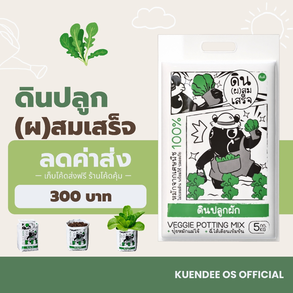 ดินปลูกผัก (ผ)สมเสร็จ ×3 ถุง แถมเมล็ดผักอินทรีย์ | ดินพร้อมปลูก ปรุงสำเร็จ สะดวก-ง่าย-ปลูกได้ทันที 🥦