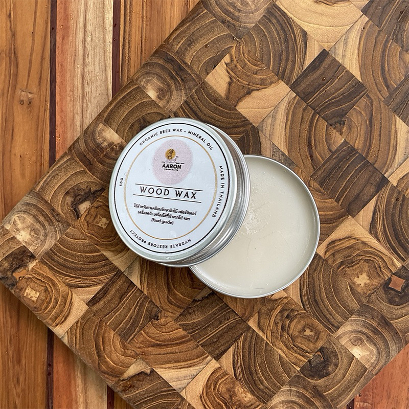 50g Organic Wood Wax(Food Safe) ขนาด 50กรัม แว็กซ์ทาไม้ แว็กซ์ทาเขียง  homemade Beeswax Cutting board Made in Thailand