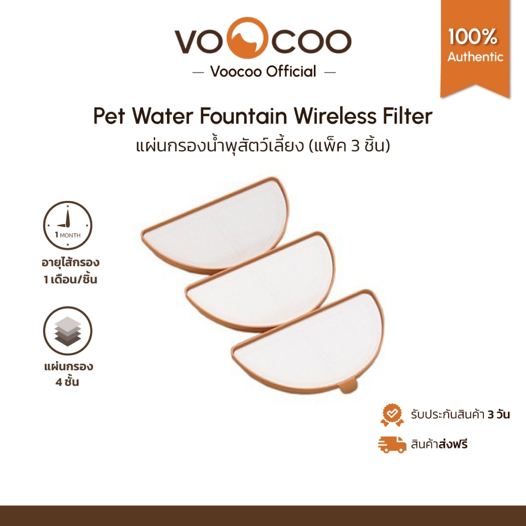 VooCoo แผ่นกรองเชื้อโรคน้ำพุแมว 4ชั้น Replacement filter Pet Water Fountain