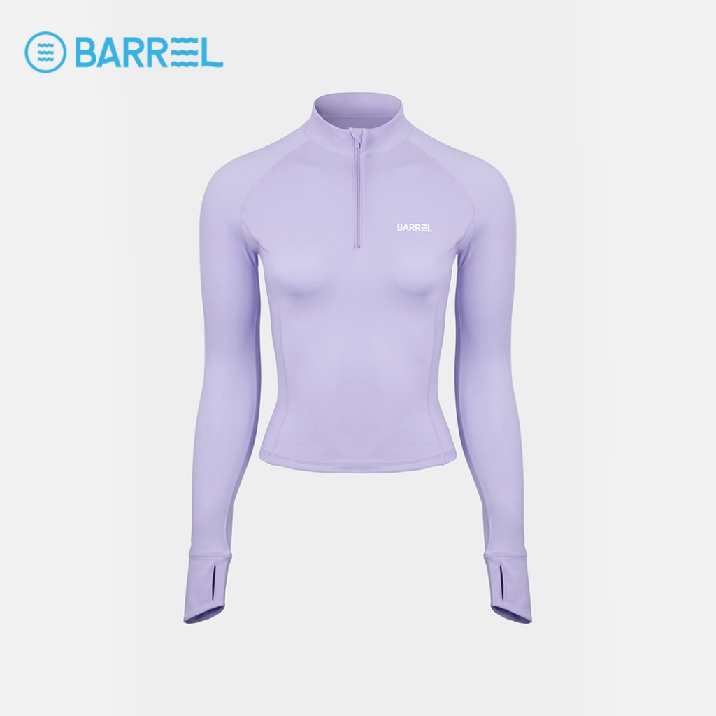 BARREL WOMEN ESSENTIAL HALF ZIP-UP CROP RASHGUARD PURPLE - เสื้อรัชการ์ด ชุดว่ายน้ำแขนยาว ชุดว่ายน้ำผู้หญิง-3WT001W_U4PP