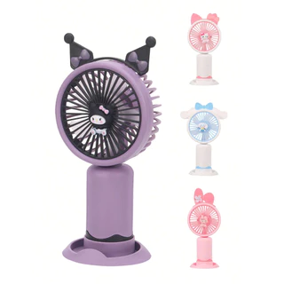 พร้อมส่ง พัดลมมือถือ พกพา ชาร์จ USB Mini fan พัดลม ตั้งโต๊ะได้ ลายการ์ตูน Sanrio T206