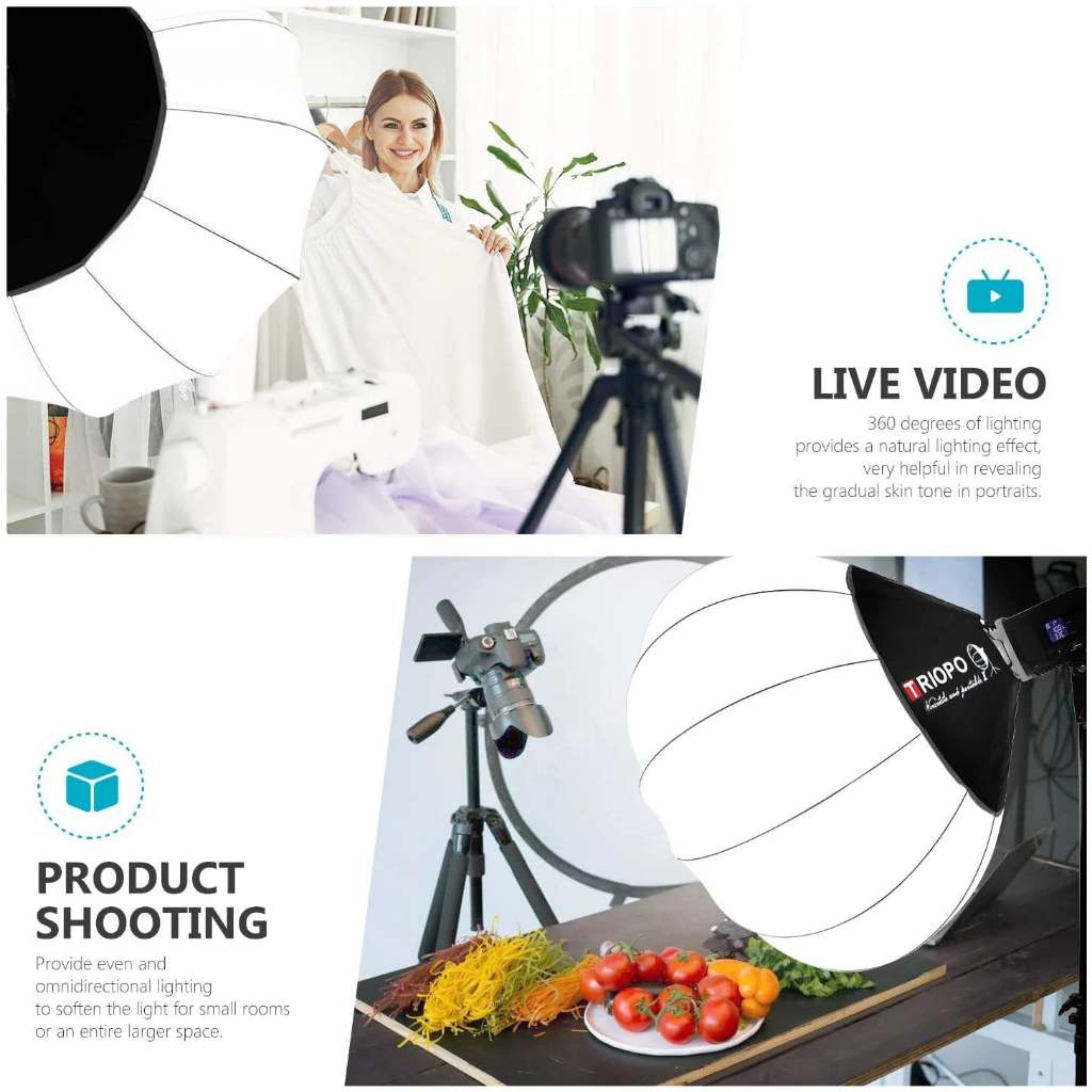 Triopo KQ85 / KQ65 Lantern Softbox รูปทรงกลม ขนาด 85/65cm. วัสดุคุณภาพดี แข็งแรง ทนทาน (รับประกัน 1ปี)