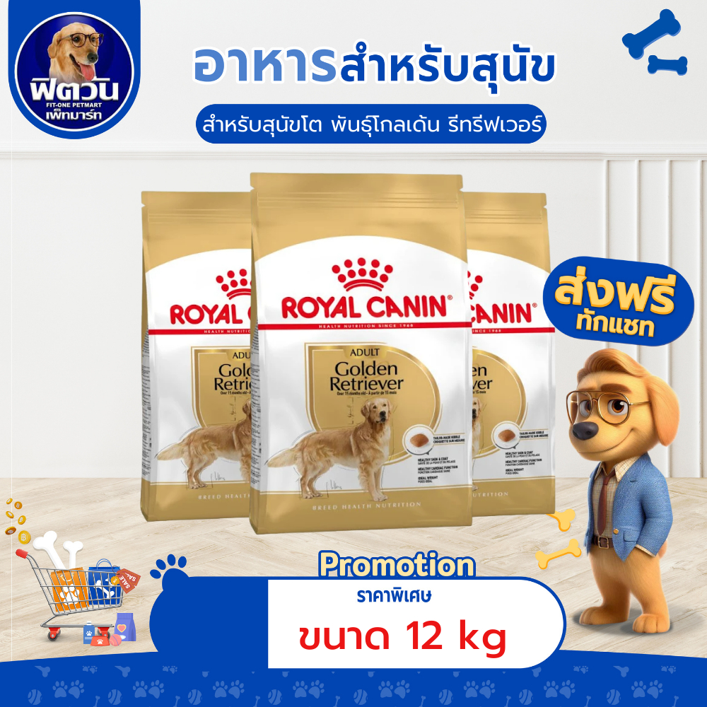 ROYAL CANIN Golden Retriever Adult สุนัข1-6ปี ขนาด12กก.{อาหารสุนัขเม็ด}