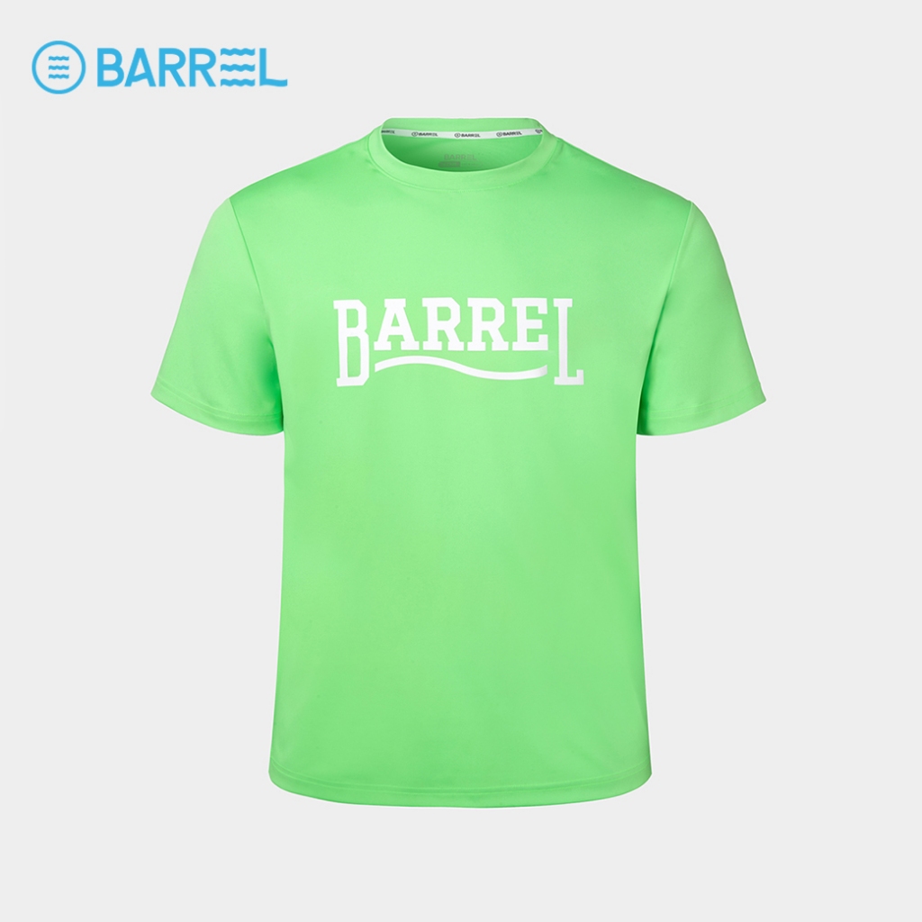 BARREL UNISEX ROMANTIC MOTION VARSITY SHORT SLEEVE RASHGUARD GREEN - เสื้อรัชการ์ด เสื้อแขนสั้น ชุดว