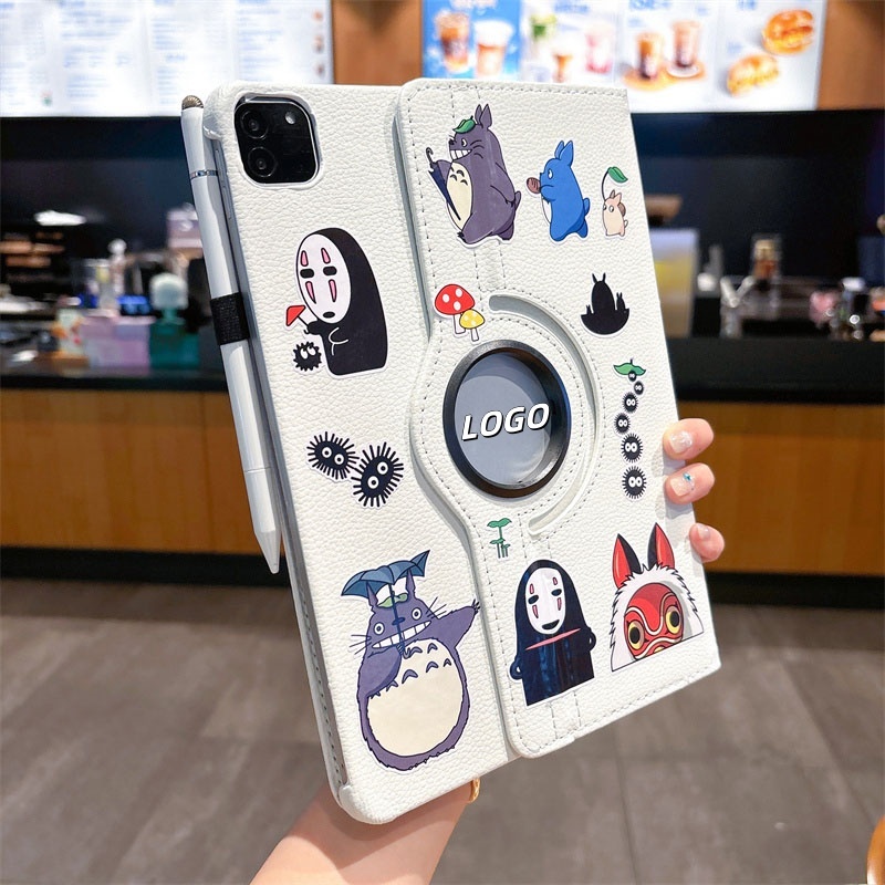 ส่งจากไทย Totoro สติ๊กเกอร์ การ์ตูน เคส for iPad pro 2024 11 10.2 Gen10 9 8 2022 เคสไอแพด Air5 6 10.9 Case การหมุน 360